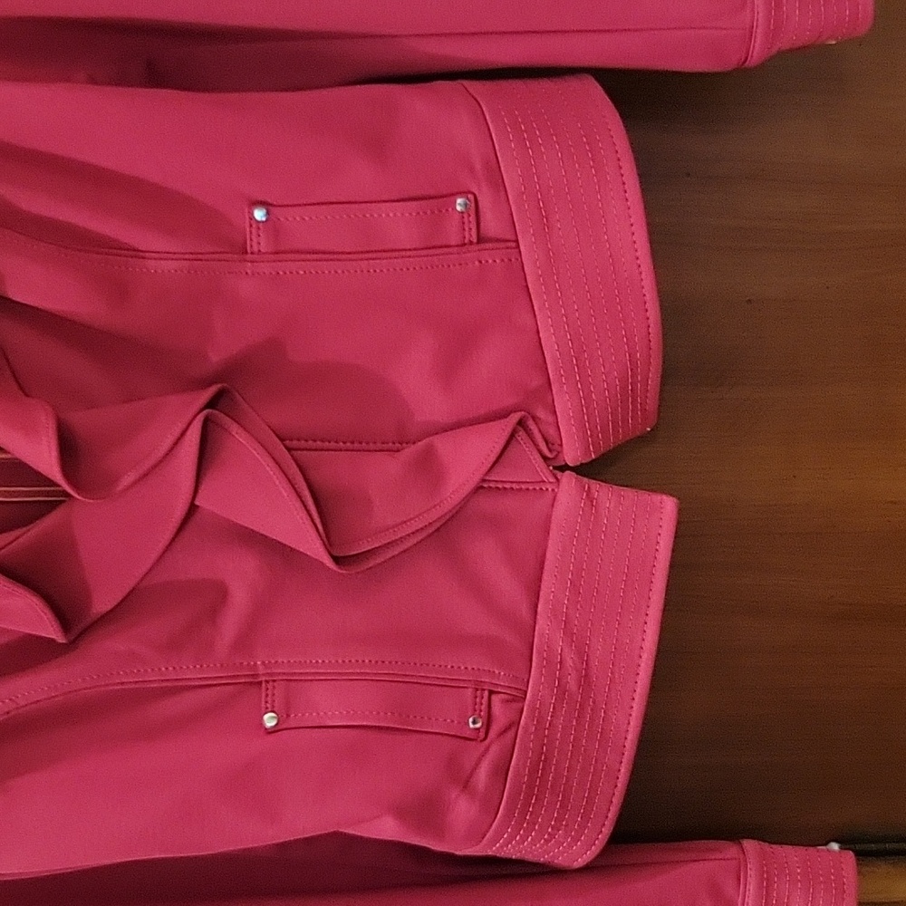WHBM | Red Moto Style Office Jacket with Ruffle Detail - size 10P - Picture 3 of 12